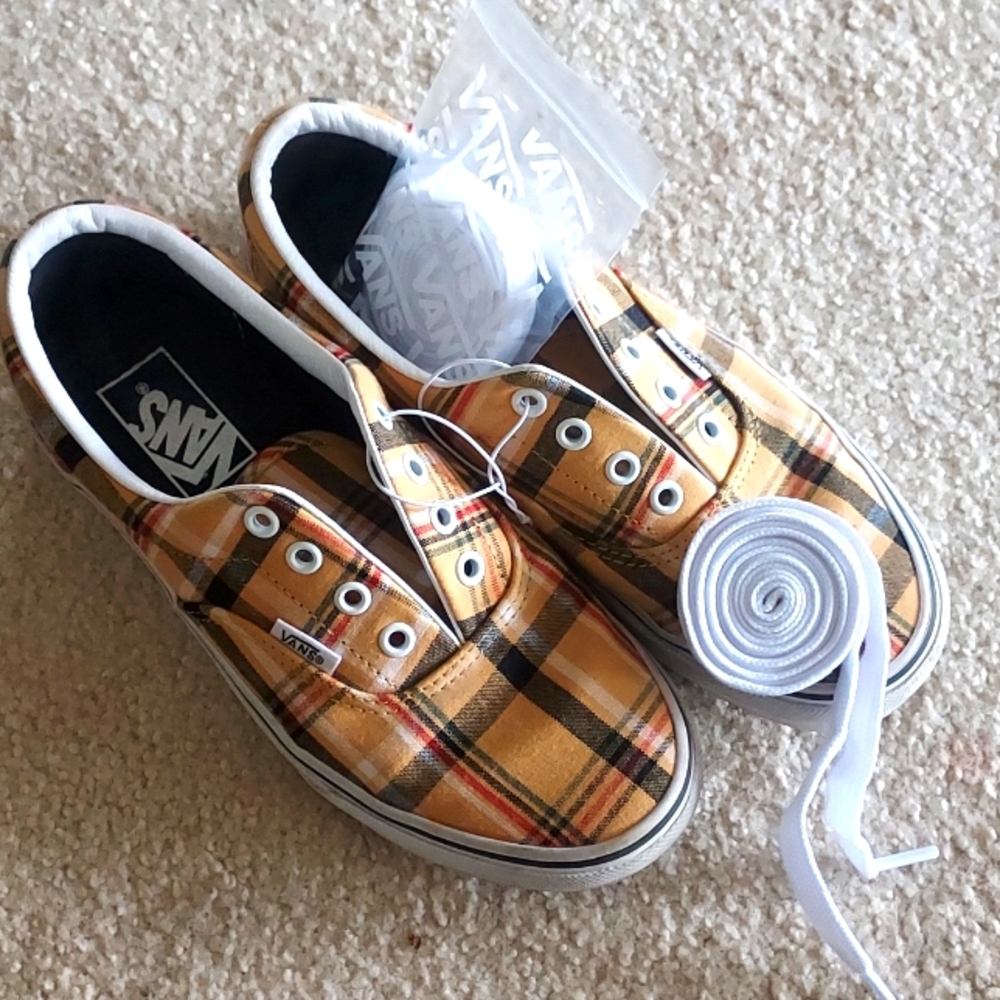Vans Era Plaid Yellow & White Skate Shoes